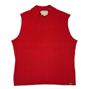 St. John Knit Shell Sleeveless Top Medium Red